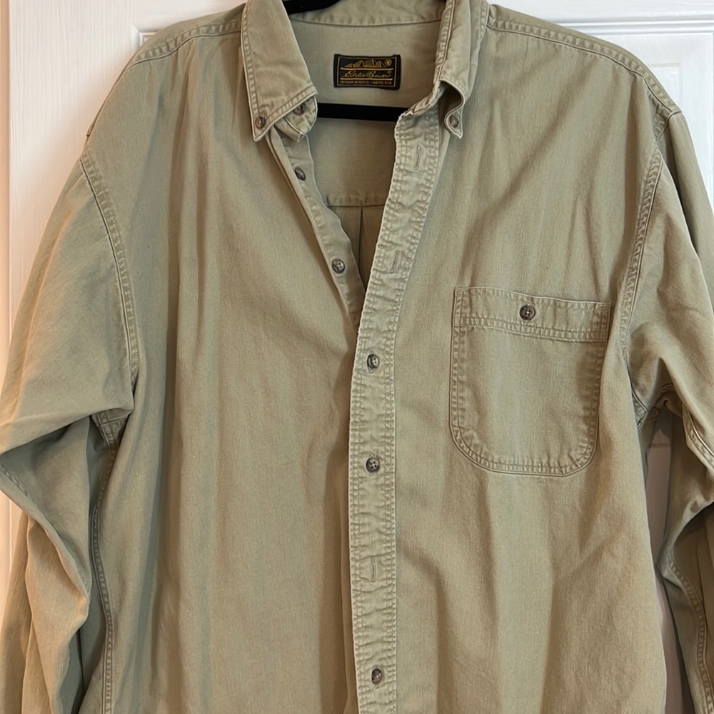 Tan Eddie Bauer button down shirt